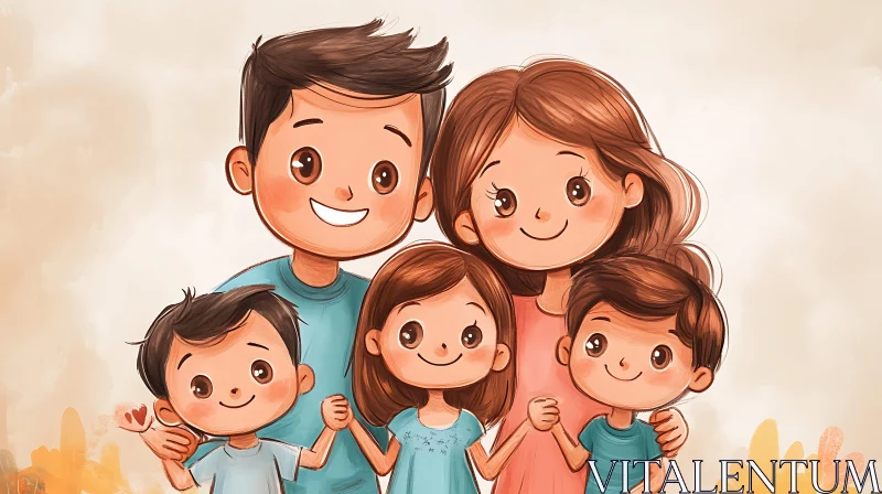 AI ART Joyful Family Cartoon Art