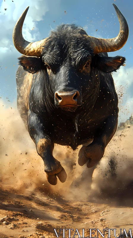 Bull in Motion AI Image