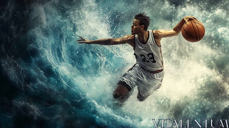 Athlete in a Whirlpool of Water AI Image