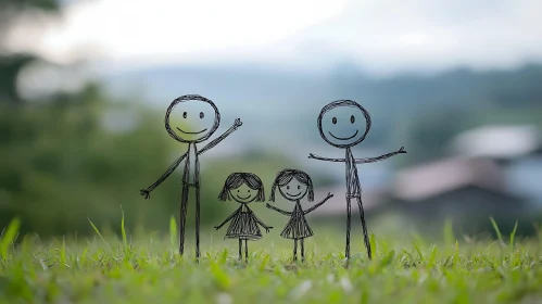 Happy Family Stick Figures