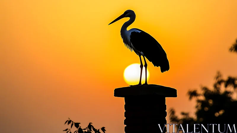 Sunset Bird Perch AI Image