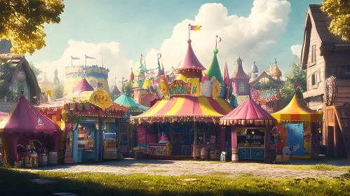 Colorful Carnival in a Fantasy Town