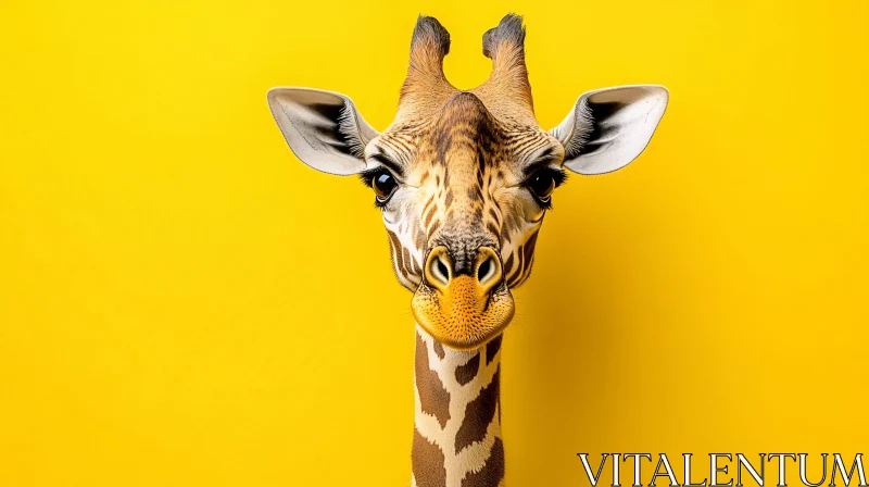 Giraffe on Yellow AI Image