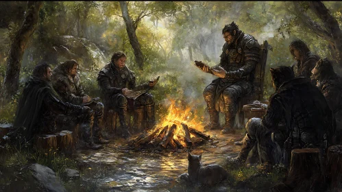 Campfire Conversation in the Woods