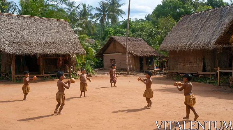 Village Children at Play AI Image