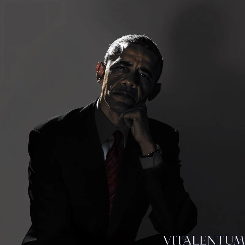 AI ART Contemplative Barack Obama Portrait