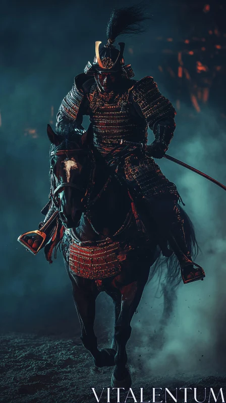 AI ART Armored Samurai Riding into Battle