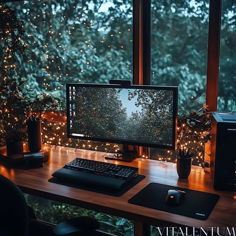 Modern Workspace with Natural Vibes AI Image