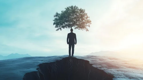 Man and Tree on the Edge