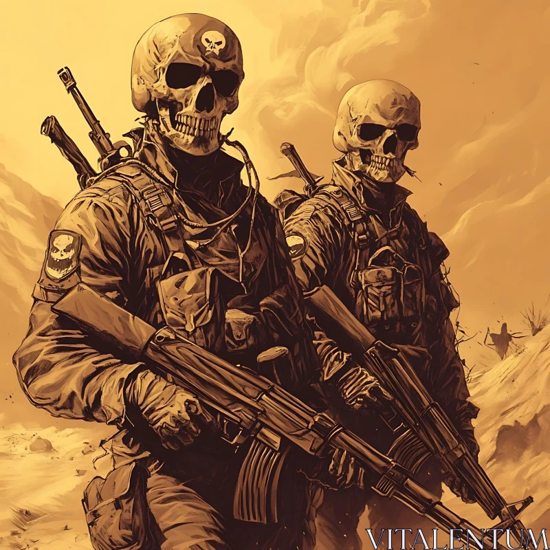 AI ART Grim Warriors: Skull-Faced Soldiers