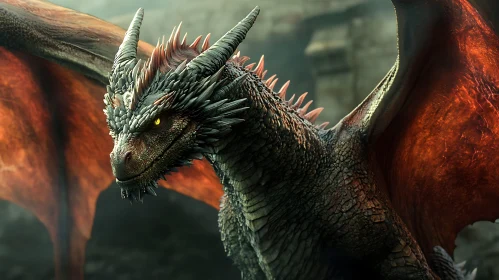 Dragon with Fiery Wings
