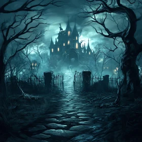 Mysterious Castle in Dark Ambiance