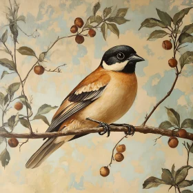 Elegant Bird Portrait on a Berry Branch