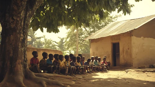 Kids Studying in Rural School