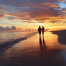 Couple Enjoying Sunset on the Beach
