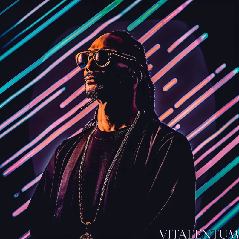 AI ART Iconic Snoop Dogg Neon Background Portrait