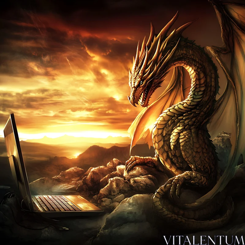 Fantasy Dragon Using Technology AI Image