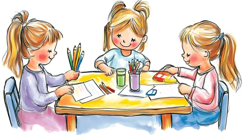 Children's Art Class Illustration