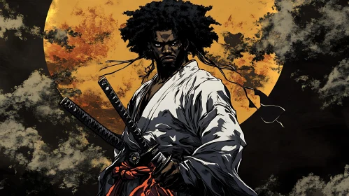 Samurai Warrior with Twin Swords