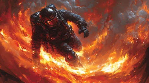 Heroic Firefighter Amidst Raging Flames