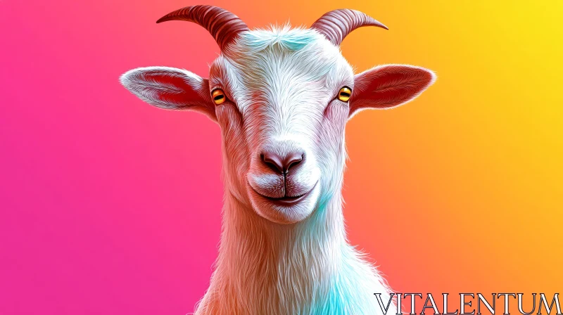 Colorful Goat Art with Vibrant Background AI Image