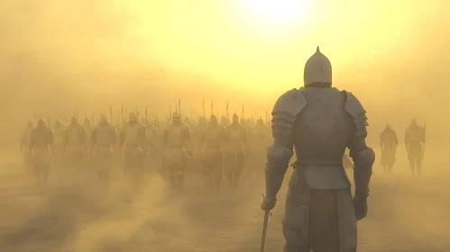 Phalanx of Warriors in Golden Light