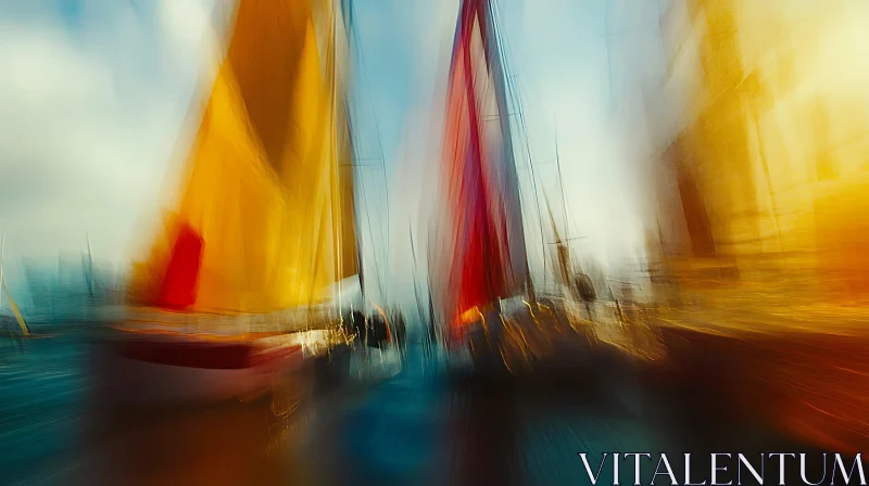 AI ART Blurred Motion of Sailboats Art