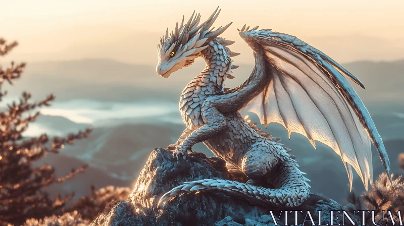 AI ART Dragon on Mountain Peak