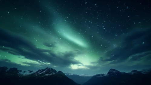 Aurora Lights over Majestic Mountains: A Captivating Nature Scene