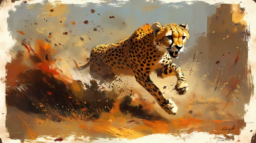 Wildlife Art of Cheetah in Action