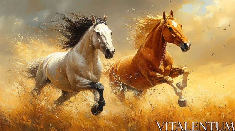 Horses Running Wild AI Image