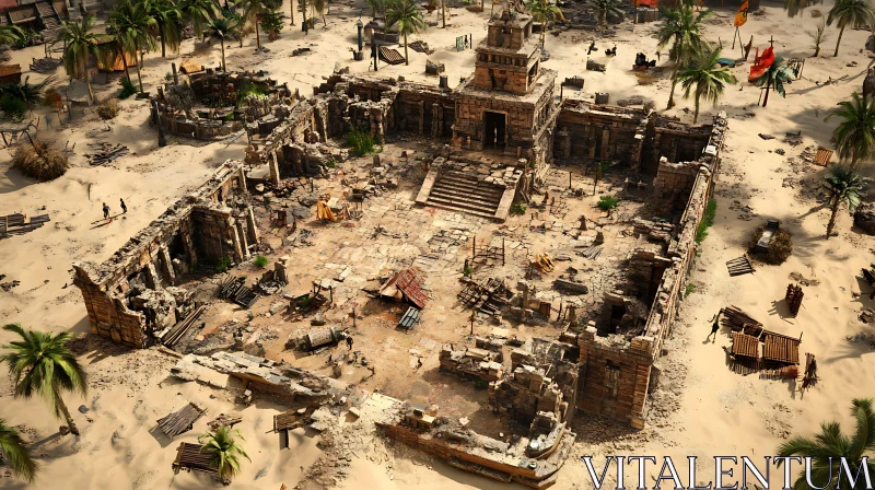 AI ART Desert Ruins Aerial View