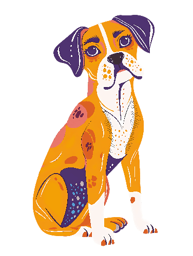 POD Design Colorful Cartoon Dog Illustration with Curious Expression