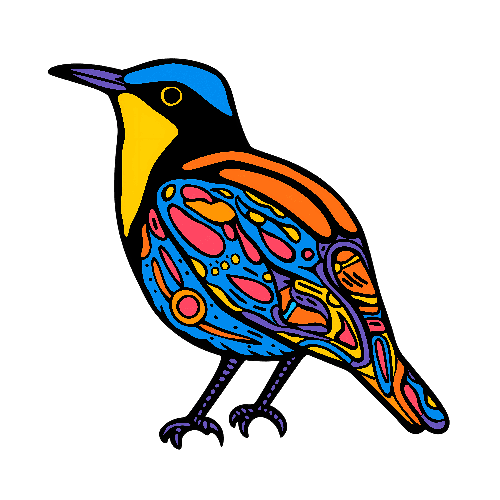 POD Design Colorful Cartoon-style Bird Illustration