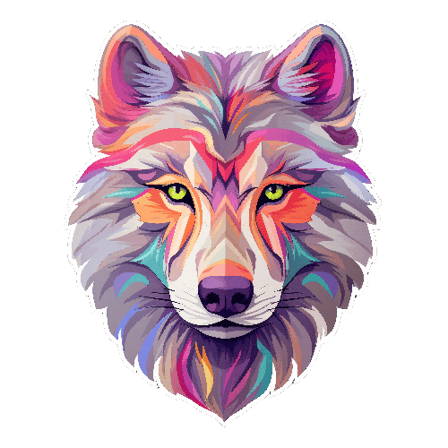 Colorful Geometric Wolf Illustration for T-Shirts POD Design