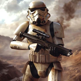 Gritty Stormtrooper in Arid Landscape