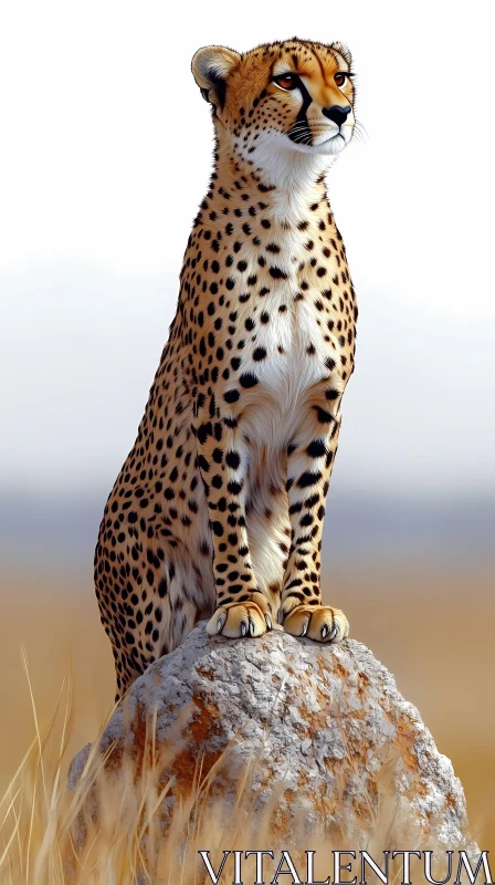 Cheetah on a Rock AI Image