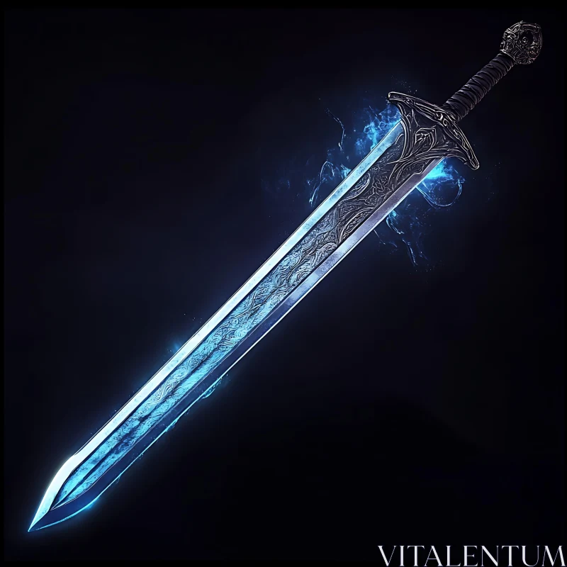 AI ART Enchanted Sword with Blue Aura