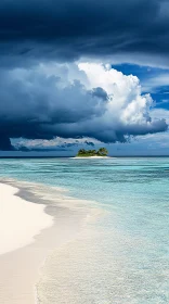 Storm Clouds Over Tranquil Tropical Island