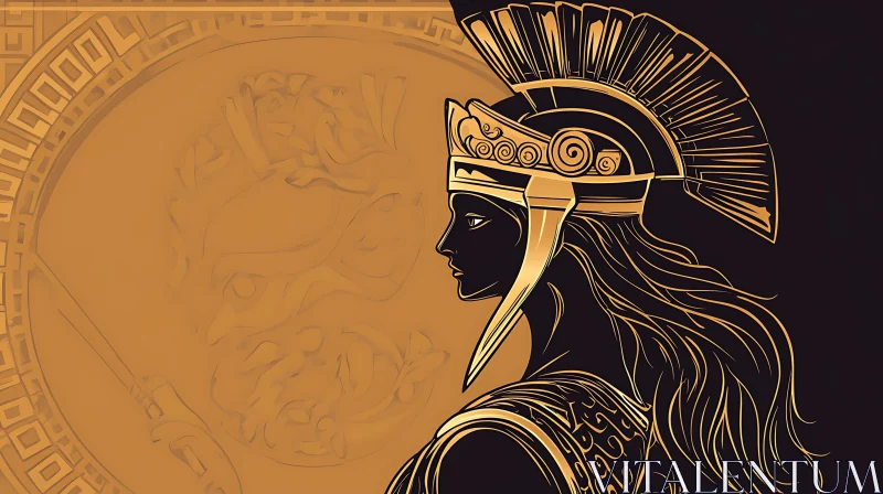 AI ART Profile of Woman Warrior in Gold