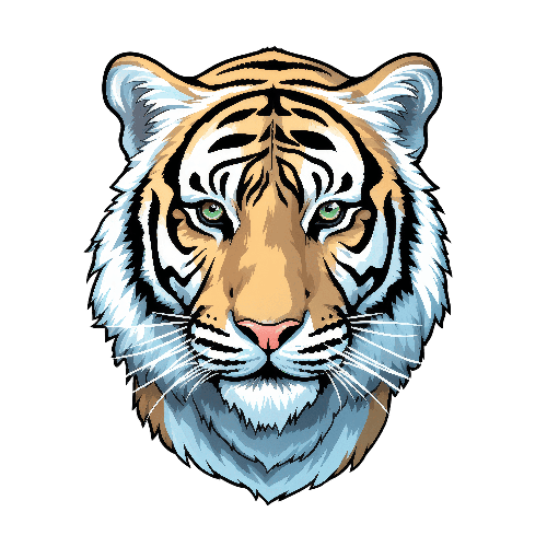 Intense Tiger Face Illustration - Digital Art POD Design