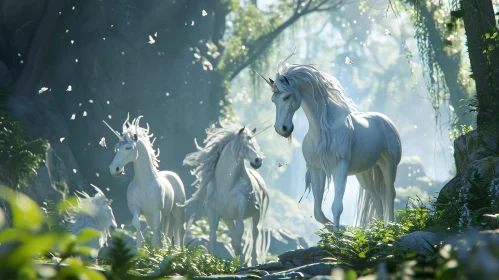 Magical Unicorn in Enchanting Forest - Digital Painting