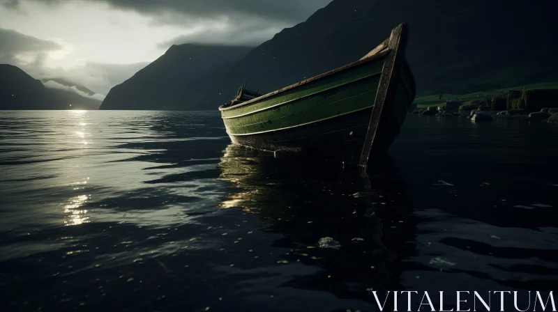 Tranquil Boat Floating in Norwegian Waters | Unreal Engine Rendered Image AI Image