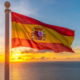Sunset Over the Spanish Flag