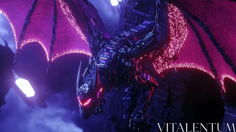 Techno Dragon with Glowing Wings