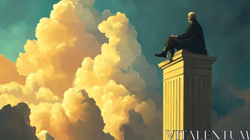 Man on Column Above the Clouds