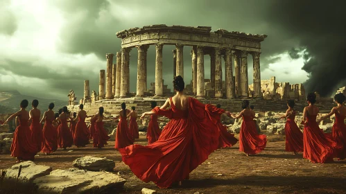 Ancient Dance Ritual at Temple Ruins