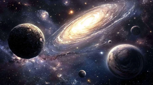 Planets and Galaxy: A Celestial Ballet