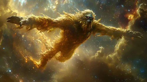 Cosmic Monster in Starry Sky
