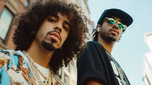 Urban Men with Gold Chains and Sunglasses